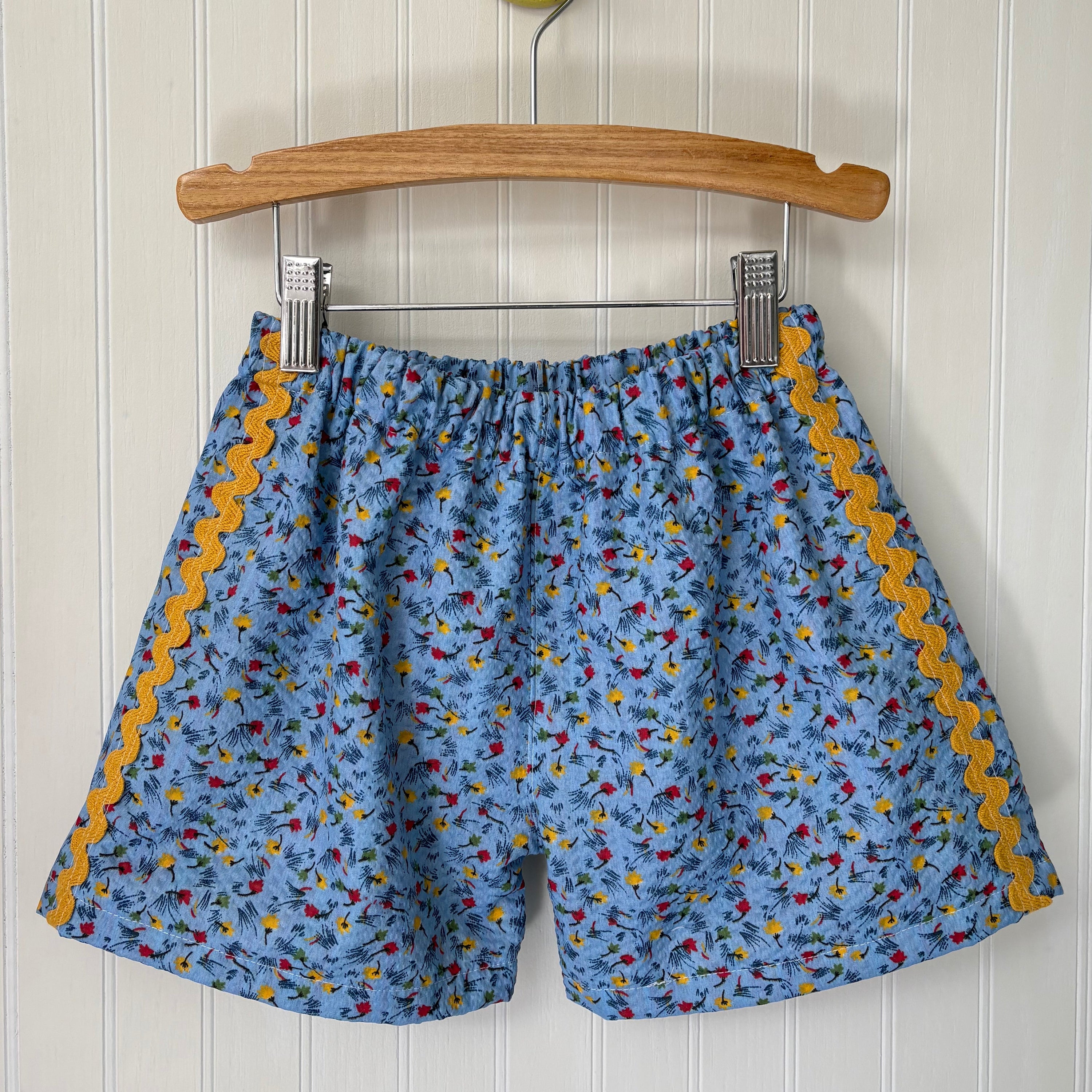 Floating floral ric rac shorts - made to order