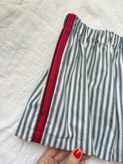 Navy stripe track shorts - 6Y