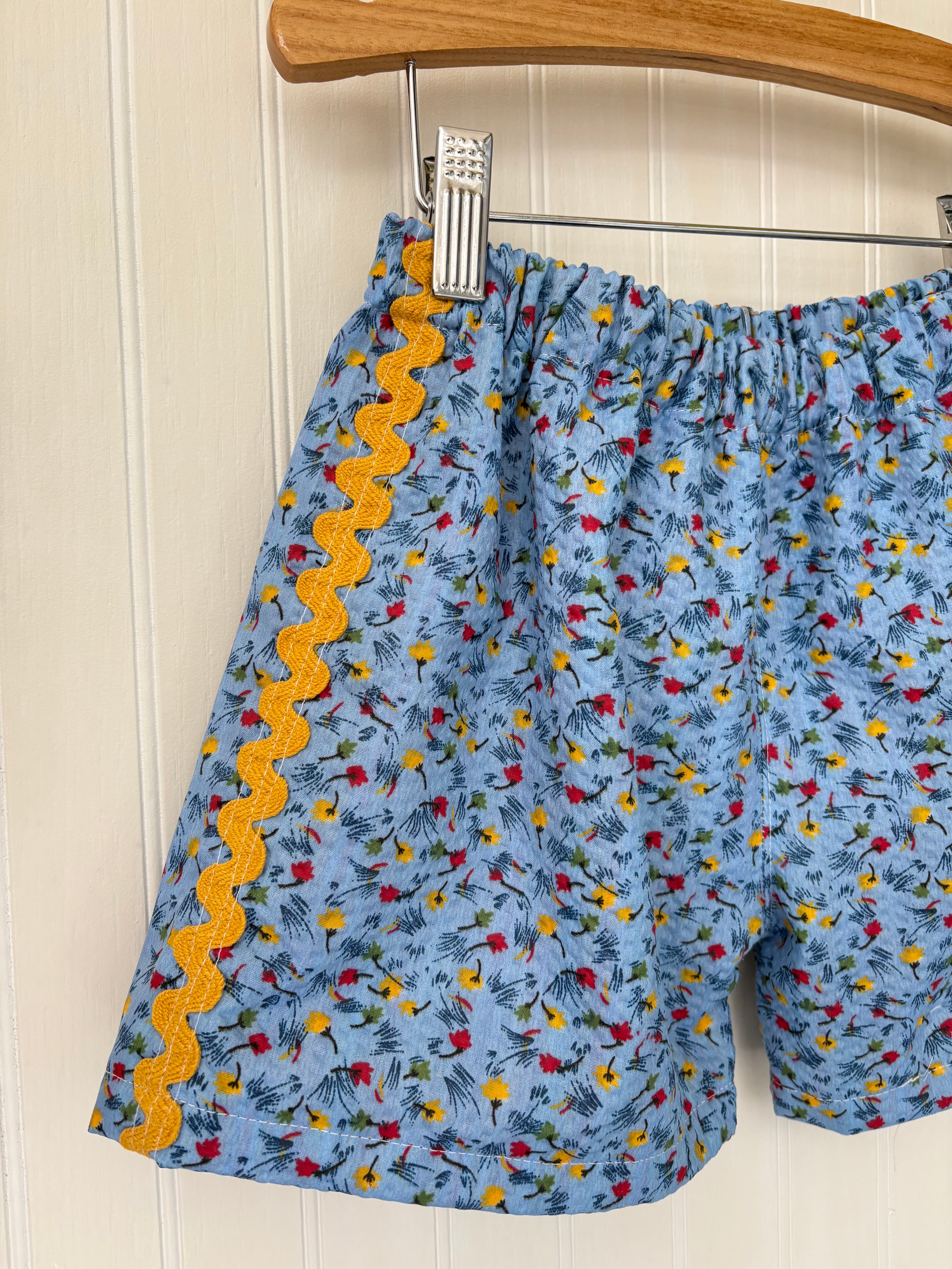 Floating floral ric rac shorts - made to order